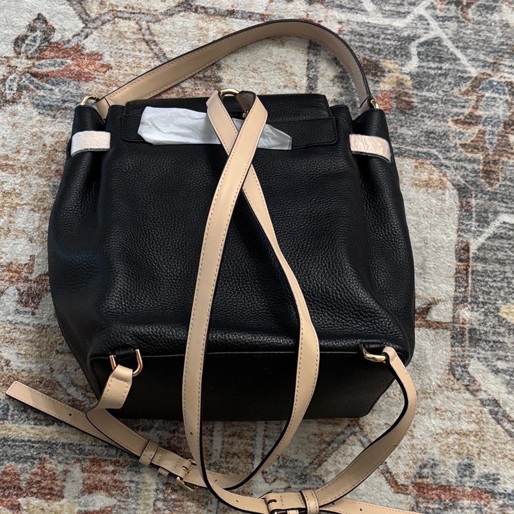 Michael Kors Black and Tan Small Backpack - Picture 3 of 9